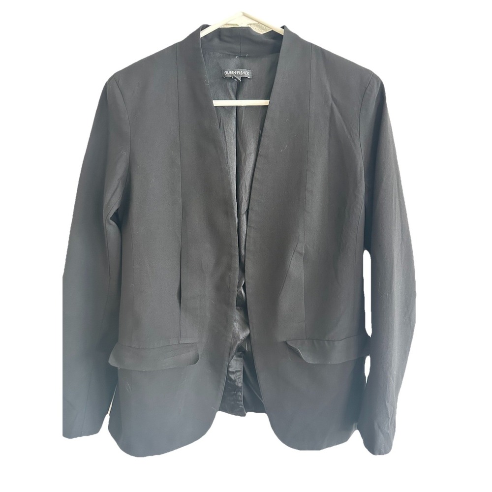 Eileen Fisher Women's Small Black Long Sleeve Stretch Open Blazer Jacket